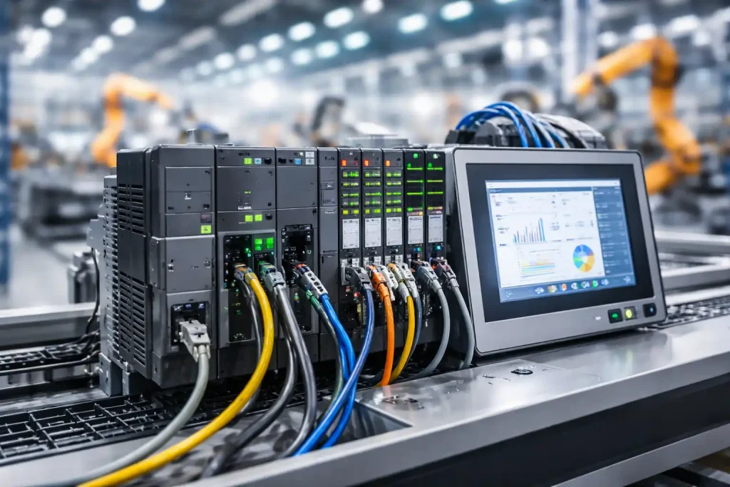 Industrial PLC modules used in high-load automation system