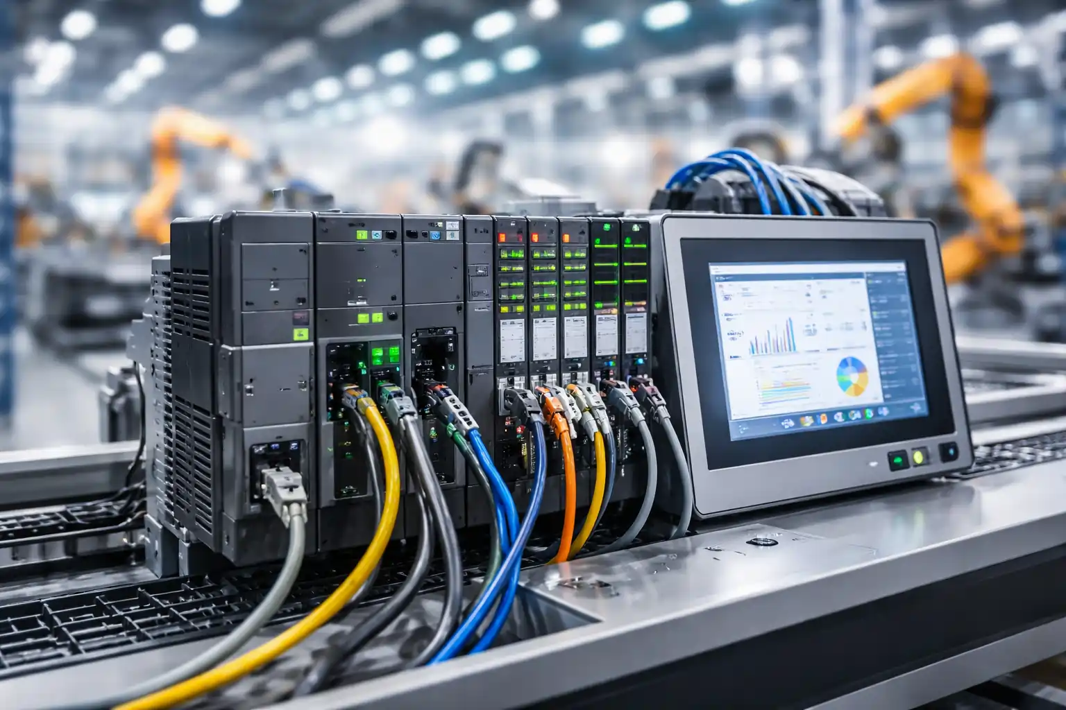 Industrial PLC modules used in high-load automation system